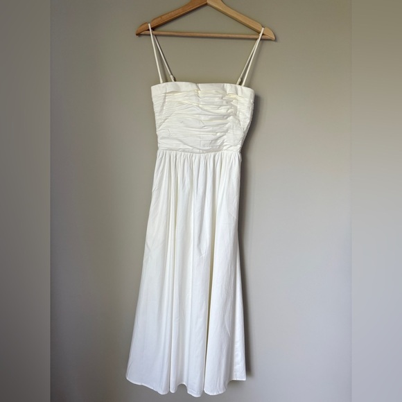 NEW Reformation Lissa Cotton Midi Dress White Ivory Removable Strap | US 0 UK 4 - Picture 6 of 16
